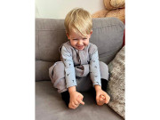 Letný spací vak s nožičkami modrý mušelín