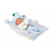 Obleček pre bábiku bábätko New Born veľkosti 35-36 cm Llorens 3dielny modro-biely