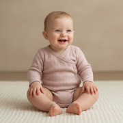 Zavinovacie body s vyhrnutým rukávom ružová vzor obdĺžnik Babyservice