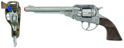 Revolver kovbojský strieborný, kovový - 8 rán