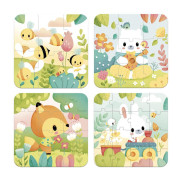 Pure Puzzle Zvieratká 4v1 v kufríku 6-9-12-16 ks Janod