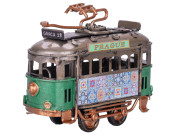 Električka zelená 9 cm s nápisom Prague kov na voľný chod