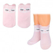 Bavlnené ponožky Smajlík 3D - ružová - 1 pár