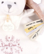 Darčeková sada Plyšový muchláčik medvedík s čiapočkou ružový 25 cm Doudou