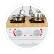 Detská drevená kuchynka s LED osvetlením a hrncami