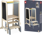 Drevená učiaca veža 3v1 so schodíkmi a tabuľou Janod