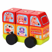 Minibus šťastné zvieratká - drevená skladačka Cubika