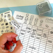 Diárové pečiatky Stampo Bullet Journal 67 ks - Rodinný kalendár Aladine