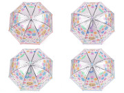 Detský priehľadný vystreľovací dáždnik Zajačikovia