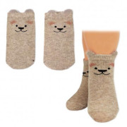 Bavlnené ponožky Psík 3D - hnedé - 1 pár