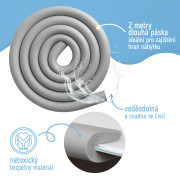 Ochranná páska penová šedá na ochranu hrán a rohov skleneného nábytku 1 ks (2 m) Sipo