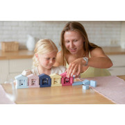 Farebné domčeky - drevená stavebnica 30 dielov Cubika