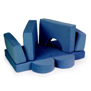 Kreatívna detská pohovka z mäkkých vankúšov - skladací modulárny set 8 dielov - tm. modrá