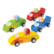 Farebné drevené závodné auto 1ks Bigjigs Toys