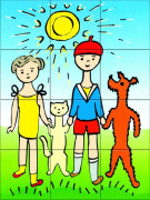 Drevené kocky kubus Psík a mačička 12 ks