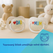 Cumlík svietiaci silikónový symetrický Love Mum & Dad 0 - 6 m, 2 ks Canpol babies