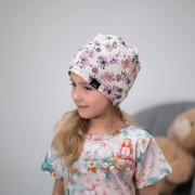 Jarná čiapka Violet flowers Cream - smotanová Esito