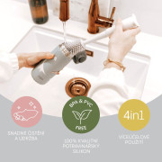 Silikónová kefa na detskú fľašu 3 v 1 Light Grey Zopa