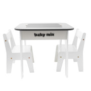 Detský stôl a stoličky Leaf Grey Baby Mix