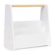 Detský Montessori biely regál na knihy, knihovnička a organizér, 3 police