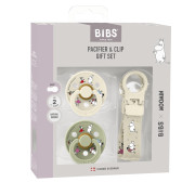Darčekový set Moomin klip + cumlíky 6-18 m Ivory/Sage Bibs