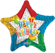 Fóliový balónik Hviezda 46cm HAPPY BIRTHDAY PARTY