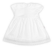 Luxusné šatôčky s čipkou Sofia krátkym rukávom + čelenka 2D sada bielej