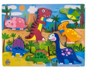 Drevené zábavné puzzle vkladacie 35 x 22,5 cm Dinosaury