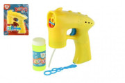 Bublifuk pištoľ žltá 13 cm + 1 náplň na batérie