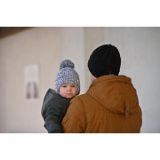 Čiapka pletená zaväzovacia brmbolca LA Outlast ® Bielošedý melír