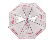 Detský priehľadný vystreľovací dáždnik mačka