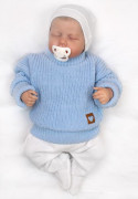 Rastúci oversize pletený svetrík pre bábätko sv. modrý Baby Nellys