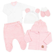 Pletená sada oblečenia pre bábätko Star 5dielna ružová Baby Nellys
