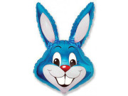 Fóliový balónik hlava zajac modrý 35"/90 cm
