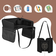 Skladací stolík do auta s vreckom na tablet čierny Sipo