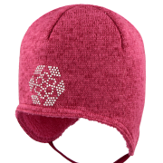 Zimná dievčenská zaväzovacia čiapka Vločka kamienky Ružová RDX