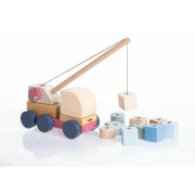 Autožeriav s magnetom - drevená skladačka 14 dielov Cubika