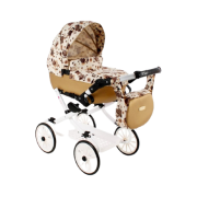 Detský hlboký kočík pre bábiky Kids V9 hnedý s motívmi Jasmine