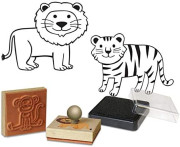 Drevené pečiatky s držiakom Savana 9 ks