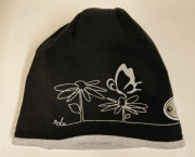 Bavlnená čiapočka dvojvrstvová s motýlikmi čierna RDX