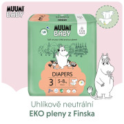Jednorazové eko plienky 3 Midi 5–8 kg (150 ks), mesačné balenie Muumi Baby
