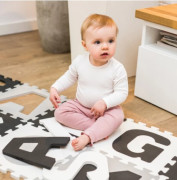 Penové puzzle, podložka Písmená, 10 ks, šedá/čierna/biela, BabyOno