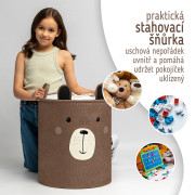 Kôš na hračky XL so šnúrkou, skladací bavlnený / 63 l Sipo