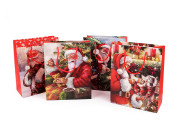 Vianočná darčeková taška s glitrami 18 x 23 x 8 cm Santa 2