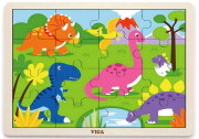 Drevené puzzle 16 dielikov - dinosaury