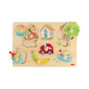 Drevené vkladacie puzzle s úchytom Prvé slová Haba