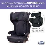 Kipling iSize sklápacia autosedačka 100 - 150 cm black Asalvo