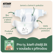 Jednorazové eko plienky 5 Maxi 10–16 kg (120 ks), mesačné balenie eko plienok Moomin Baby