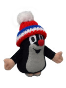 Krtko 10 cm plyšový s kulichechom červený-trikolóra, plyšová hračka