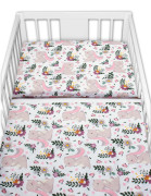 3-dielna sada Mantinel s obliečkami Králiček na lúke ružová/biela Baby Nellys